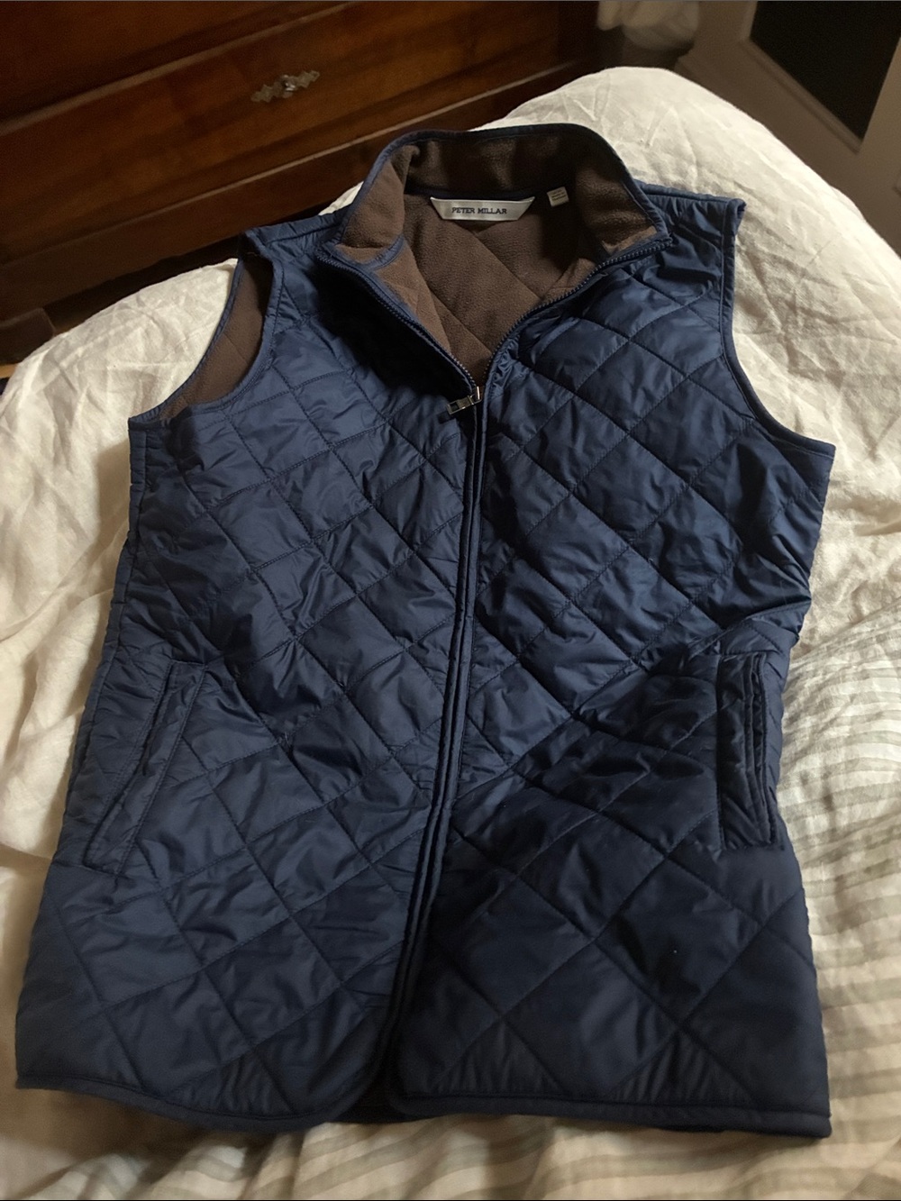 Peter Millar Quilted Navy Sleeveless Vest with Contrast Lining